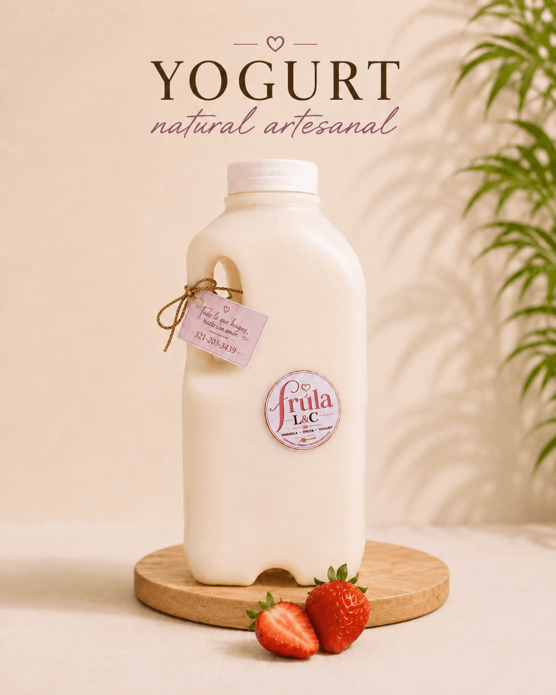 Vasito YOGURT NATURAL ARTESAL DE FRESA